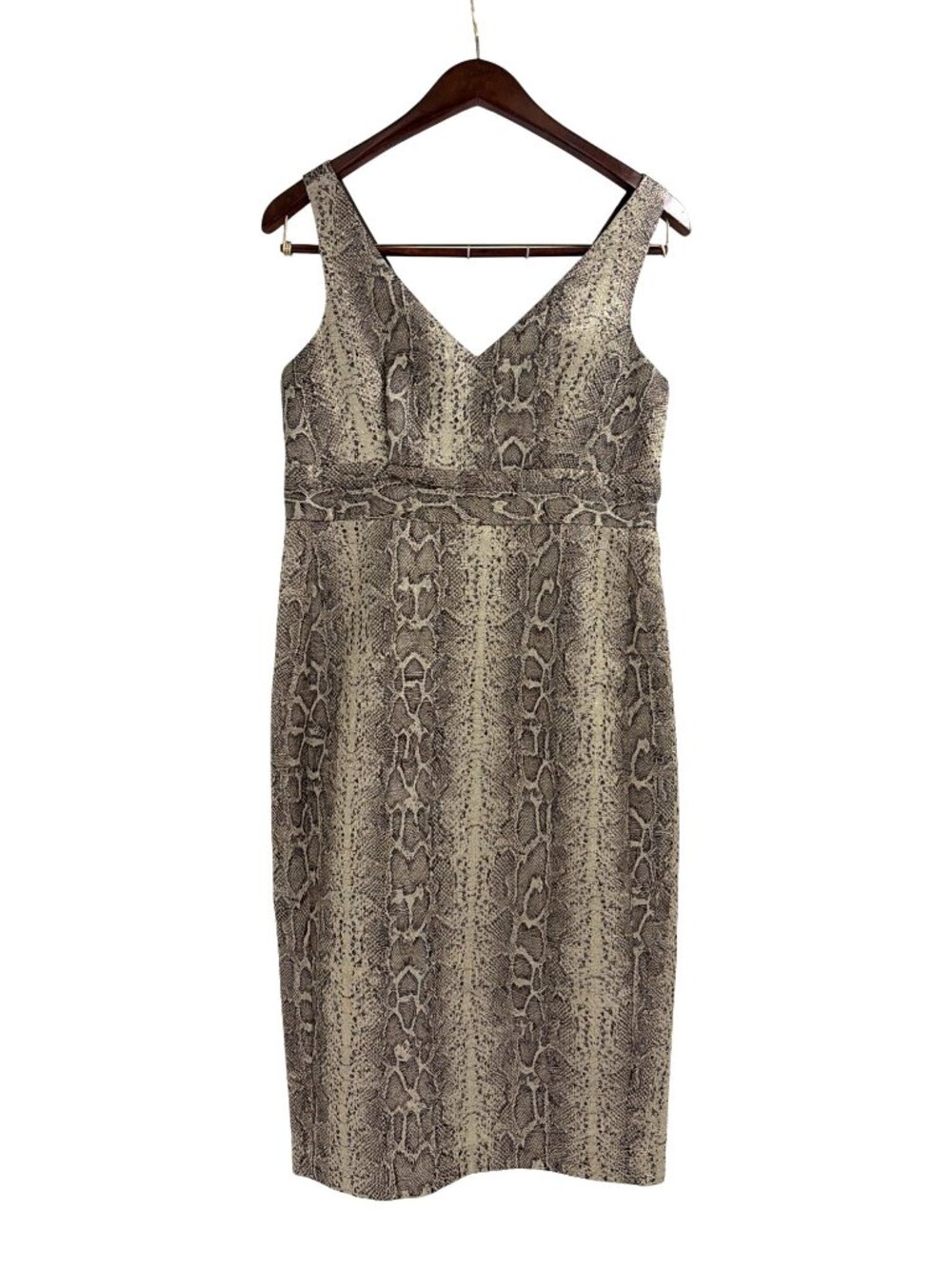 Isda & Co Womens Snake Print Jacquard Cocktail Dress Size 4 V-Neck Brown Party